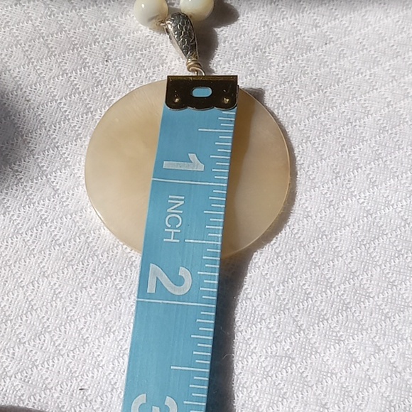 Handmade Moonstone,Shell Pendant and silver beads Necklace - Picture 6 of 6